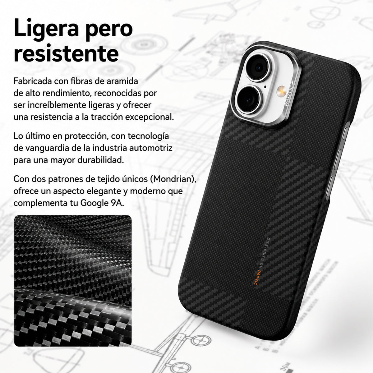 RAPTIC Funda Geotik de Fibra de Aramida para iPhone 17 Compatible con MagSafe, Mondrian