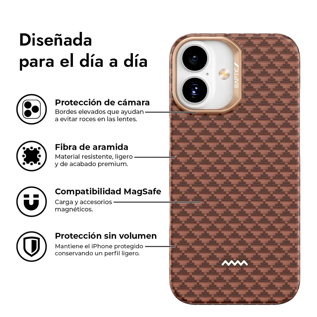 RAPTIC Funda Origen Natural de Fibra de Aramida para iPhone 17 Compatible con MagSafe, Humble