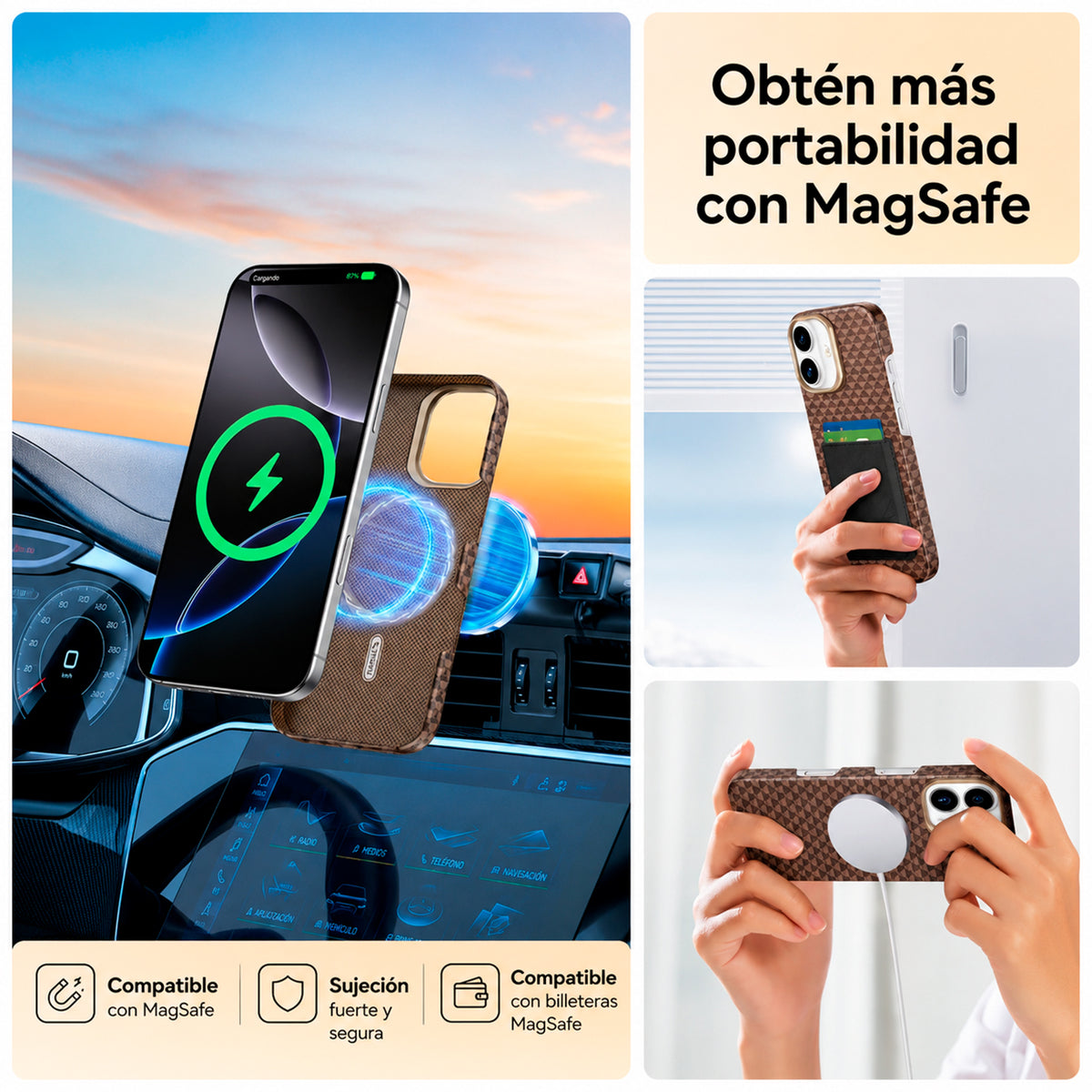RAPTIC Funda Origen Natural de Fibra de Aramida para iPhone 17 Compatible con MagSafe, Humble