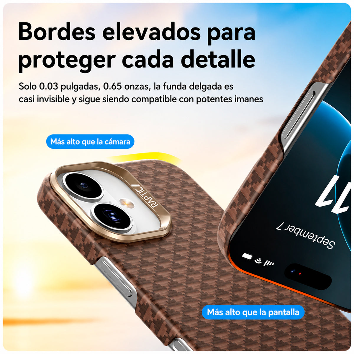RAPTIC Funda Origen Natural de Fibra de Aramida para iPhone 17 Compatible con MagSafe, Humble