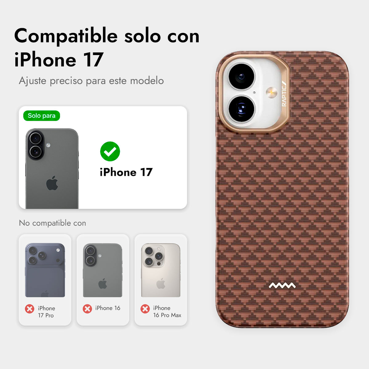 RAPTIC Funda Origen Natural de Fibra de Aramida para iPhone 17 Compatible con MagSafe, Humble