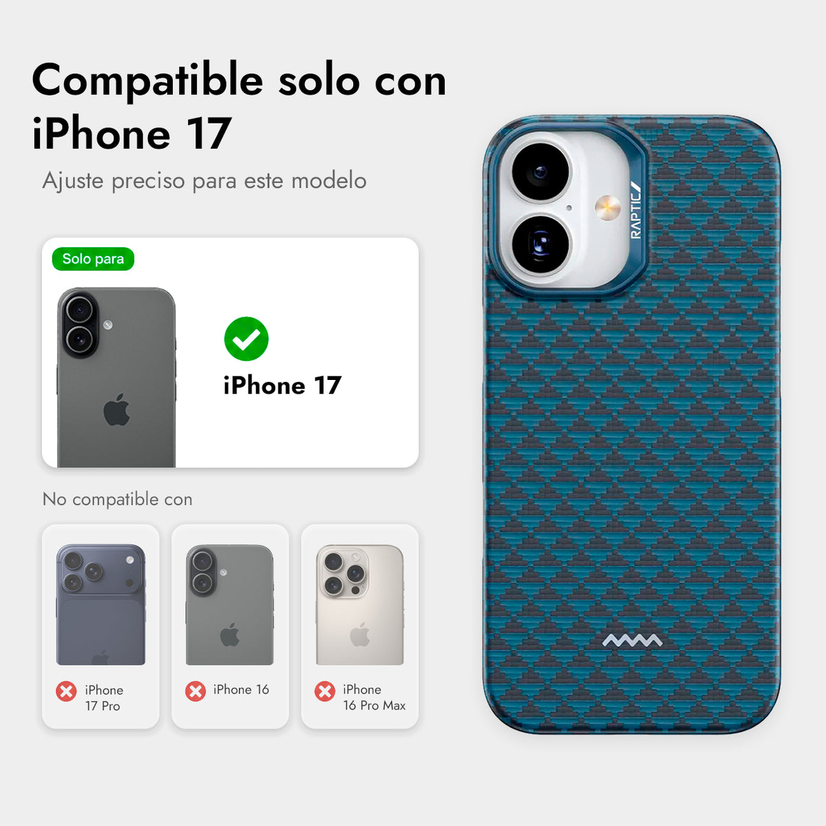 RAPTIC Funda Origen Natural de Fibra de Aramida para iPhone 17 Compatible con MagSafe, Profound