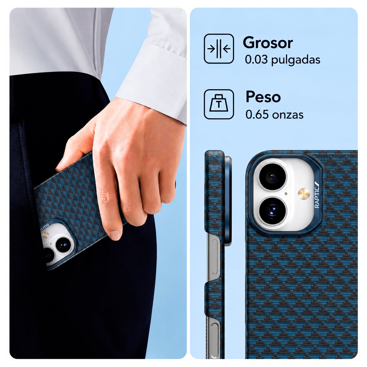 RAPTIC Funda Origen Natural de Fibra de Aramida para iPhone 17 Compatible con MagSafe, Profound
