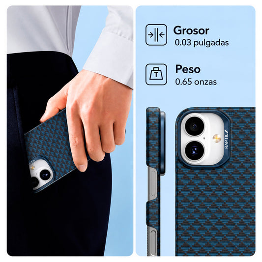 RAPTIC Funda Compatible con MagSafe Fibra de Aramida Origen Natural iPhone 17 Profound