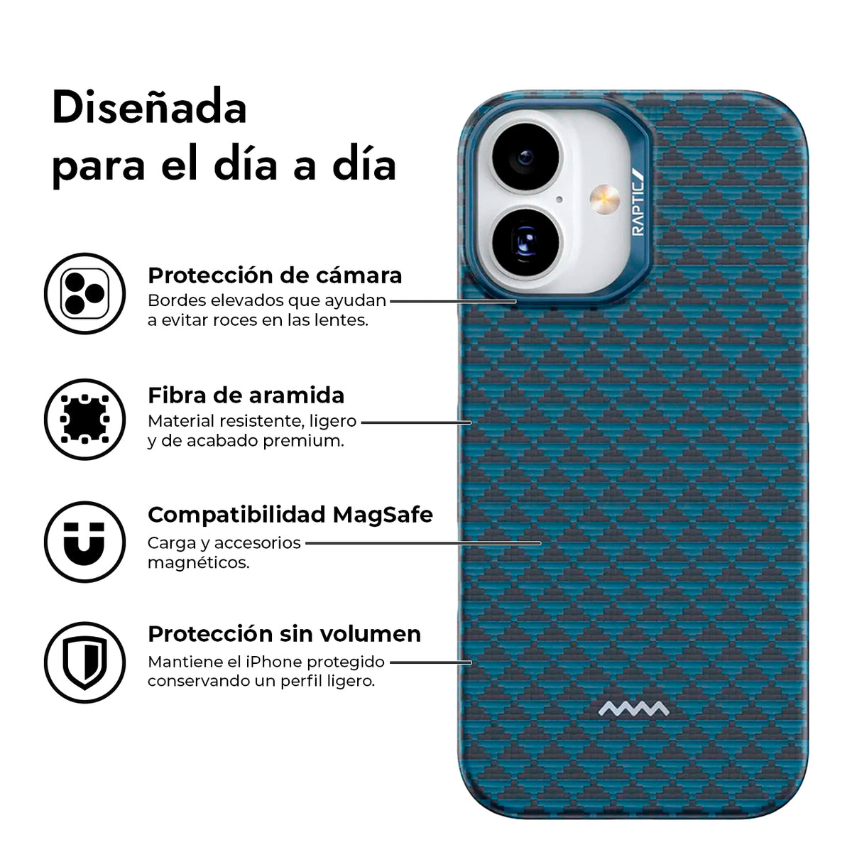 RAPTIC Funda Origen Natural de Fibra de Aramida para iPhone 17 Compatible con MagSafe, Profound