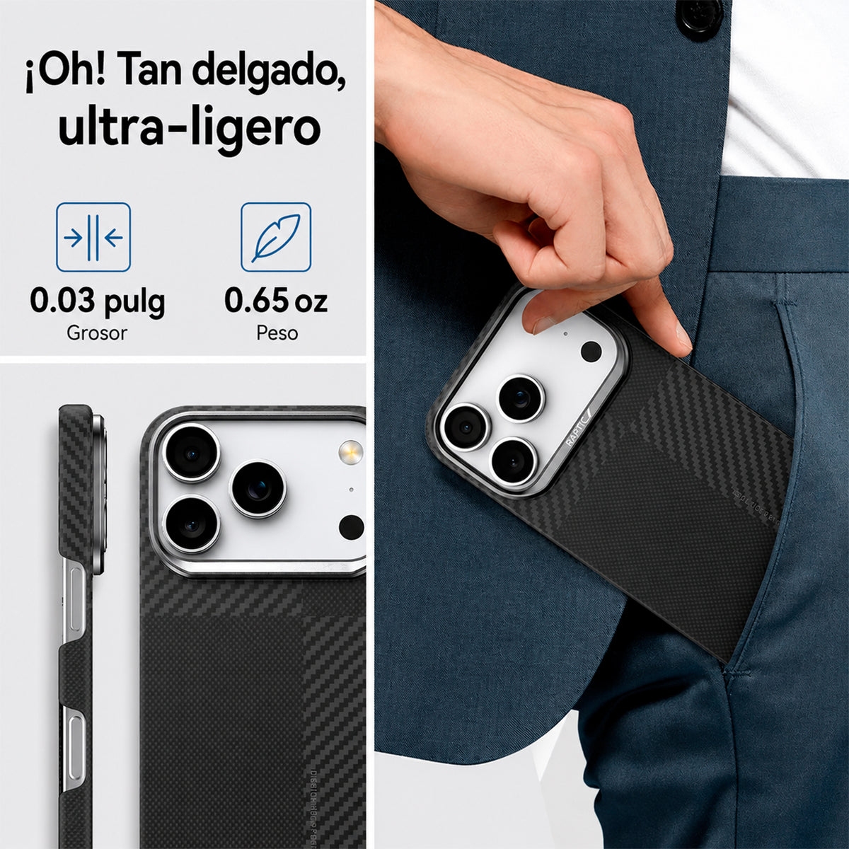 RAPTIC Funda Geotik de Fibra de Aramida para iPhone 17 Pro Max/18 Pro Max Compatible con MagSafe, Mondrian