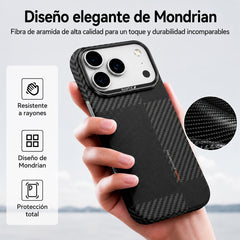 RAPTIC Funda Geotik Compatible con MagSafe Fibra de Aramida iPhone 17 Pro Mondrian