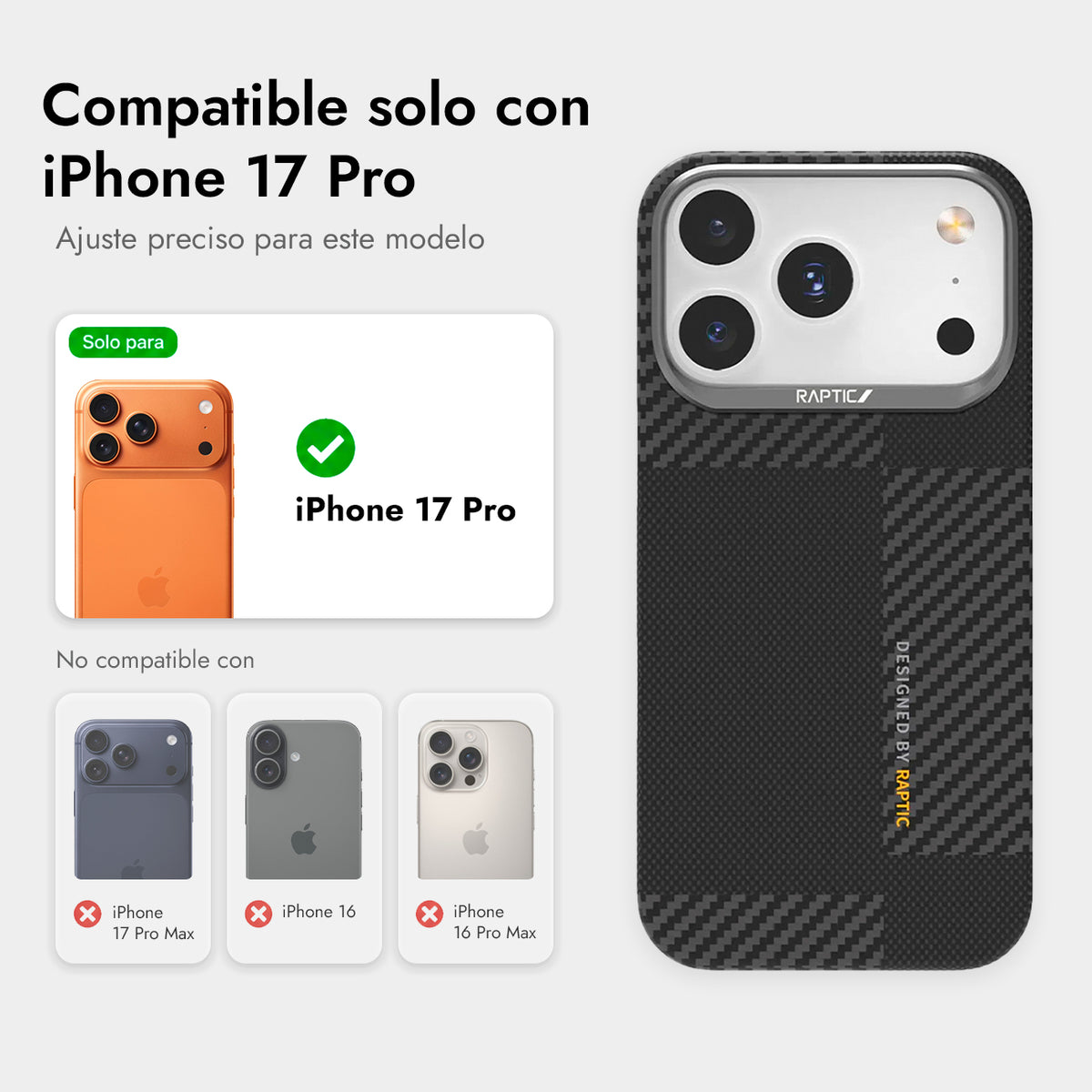 RAPTIC Funda Geotik de Fibra de Aramida para iPhone 17 Pro/18 Pro Compatible con MagSafe, Mondrian