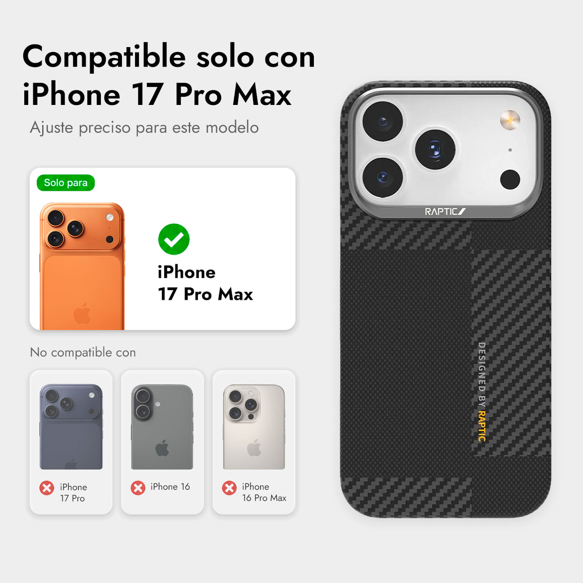 RAPTIC Funda Geotik de Fibra de Aramida para iPhone 17 Pro Max/18 Pro Max Compatible con MagSafe, Mondrian