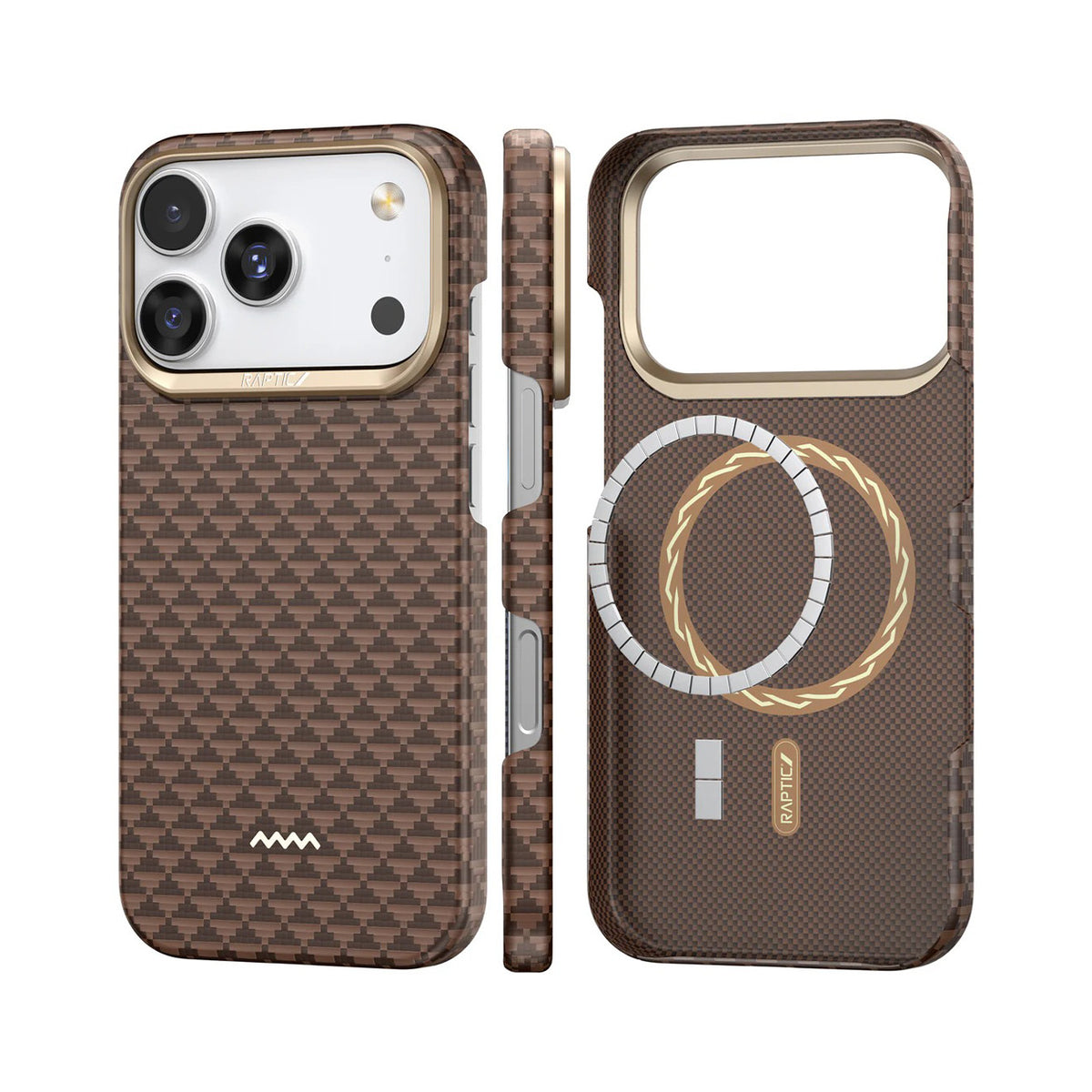 RAPTIC Funda Skin Origin de Fibra de Aramida para iPhone 17 Pro/18 Pro Compatible con MagSafe, Humble