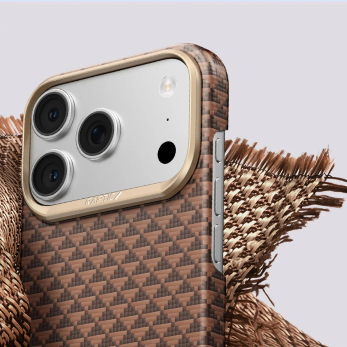 RAPTIC Funda Skin Origin de Fibra de Aramida para iPhone 17 Pro Max/18 Pro Max Compatible con MagSafe, Humble
