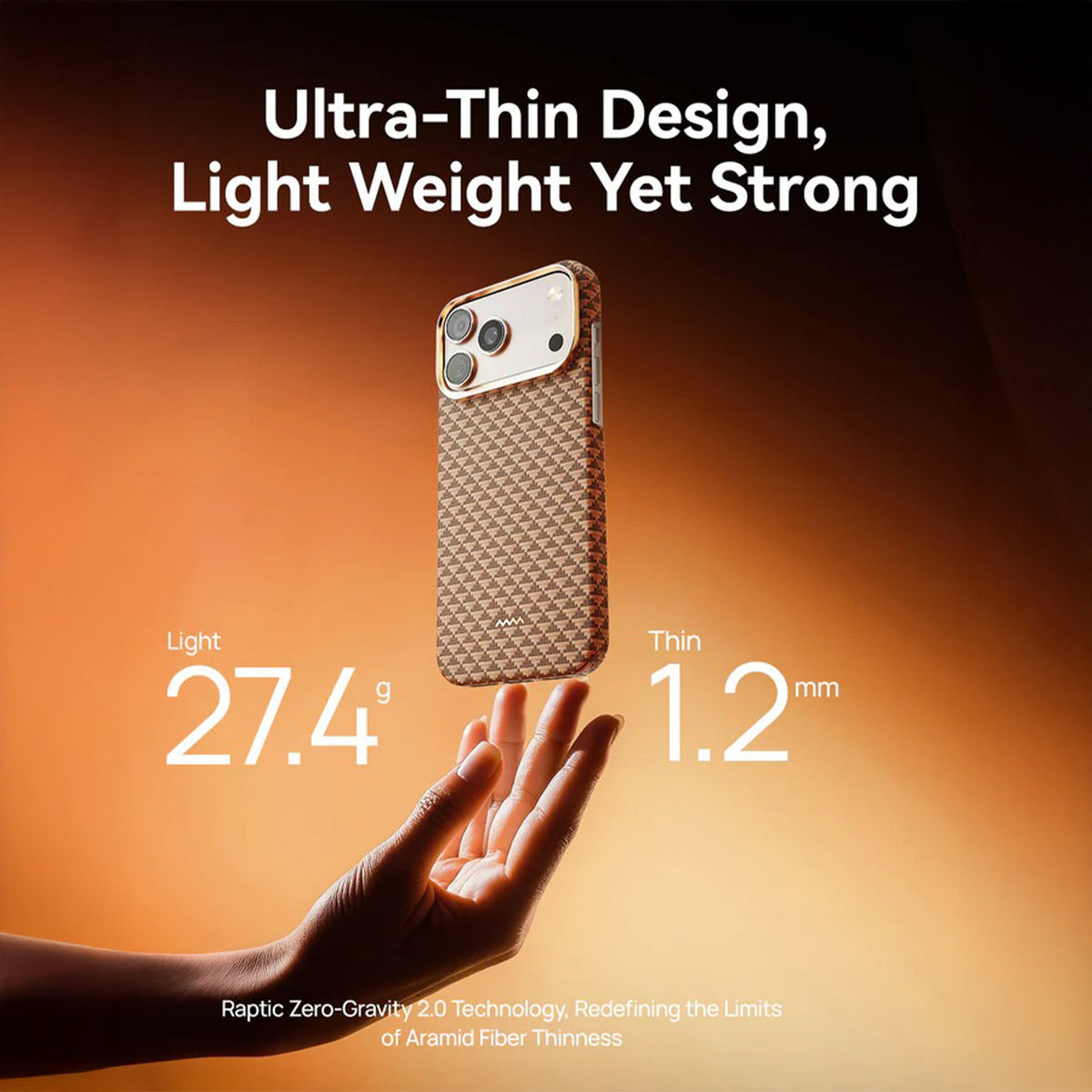 RAPTIC Funda Skin Origin de Fibra de Aramida para iPhone 17 Pro/18 Pro Compatible con MagSafe, Humble