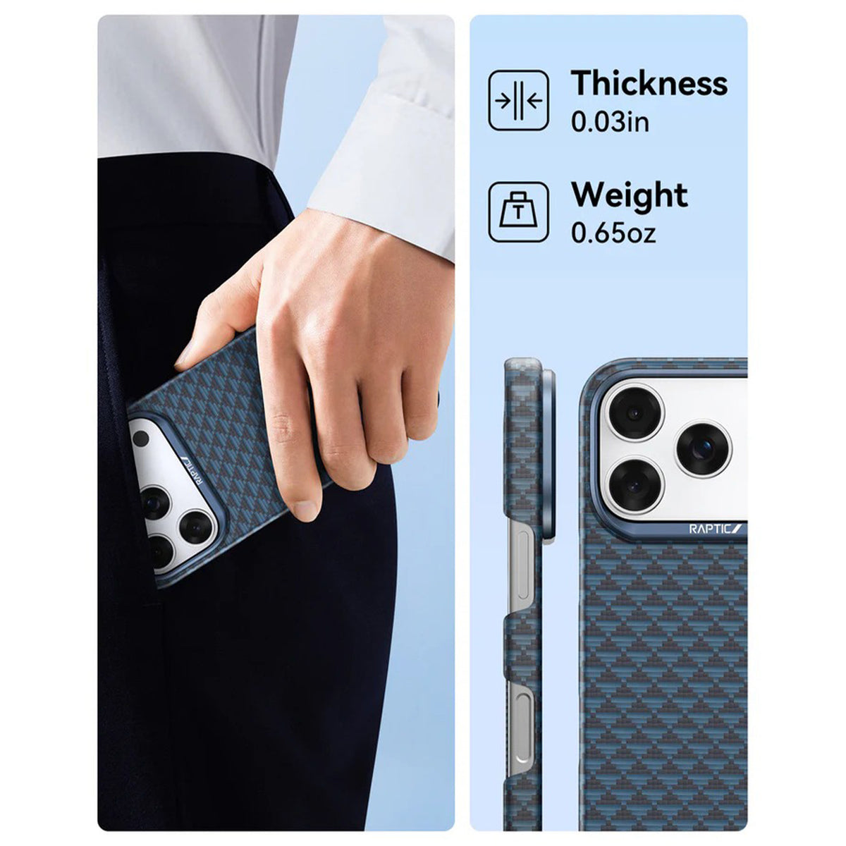 RAPTIC Case for iPhone 17 Pro Max - MagSafe Aramid Fiber Skin Origin Profound Case, Protection and Precise Fit