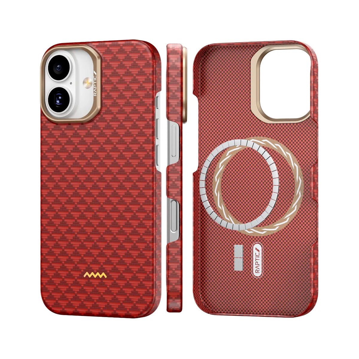 RAPTIC Funda Origen Natural de Fibra de Aramida para iPhone 17 Compatible con MagSafe, Oriental