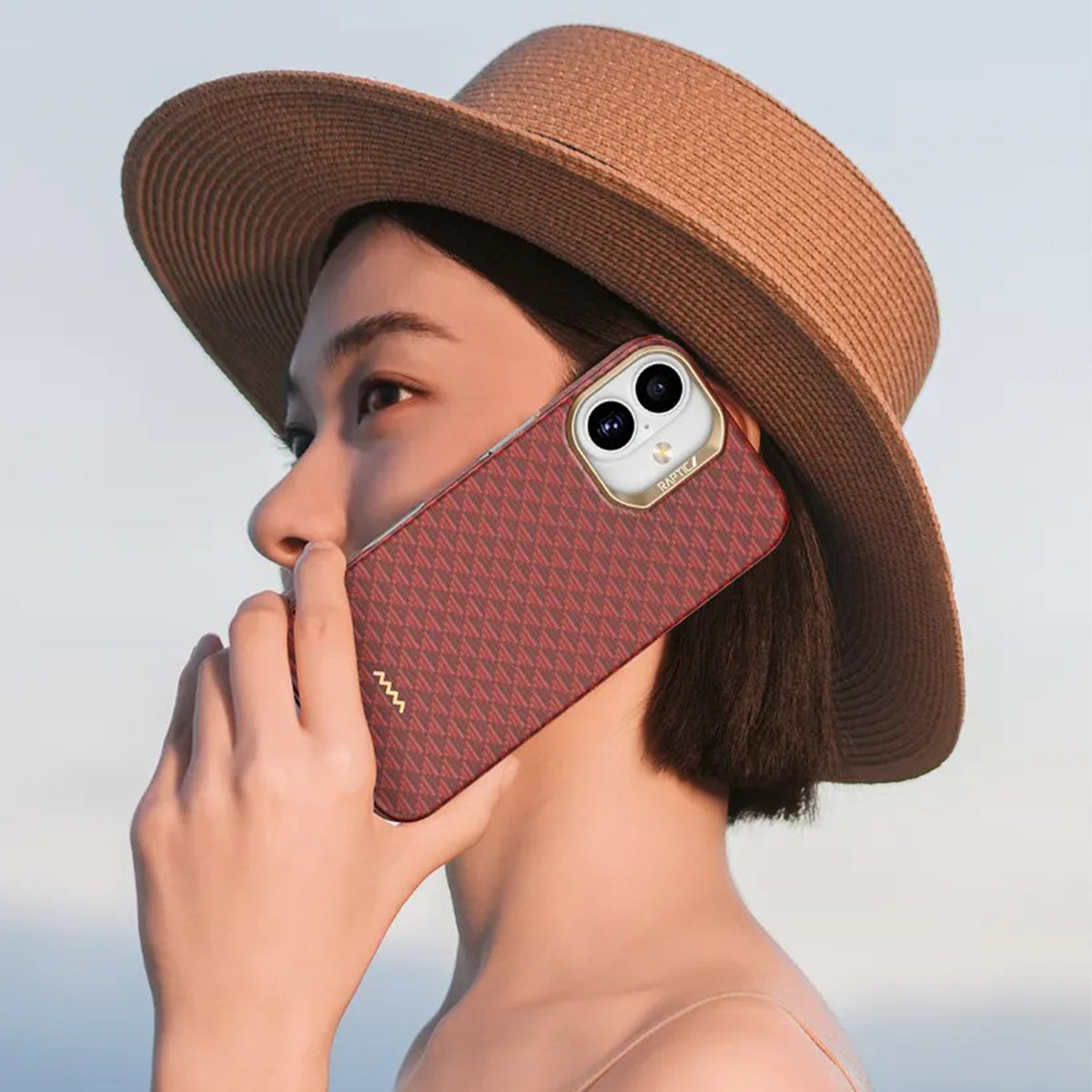 RAPTIC Funda Origen Natural de Fibra de Aramida para iPhone 17 Compatible con MagSafe, Oriental