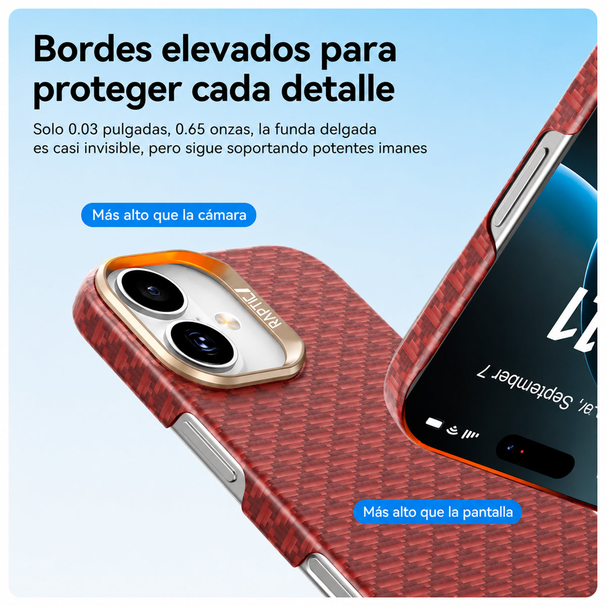 RAPTIC Funda Origen Natural de Fibra de Aramida para iPhone 17 Compatible con MagSafe, Oriental