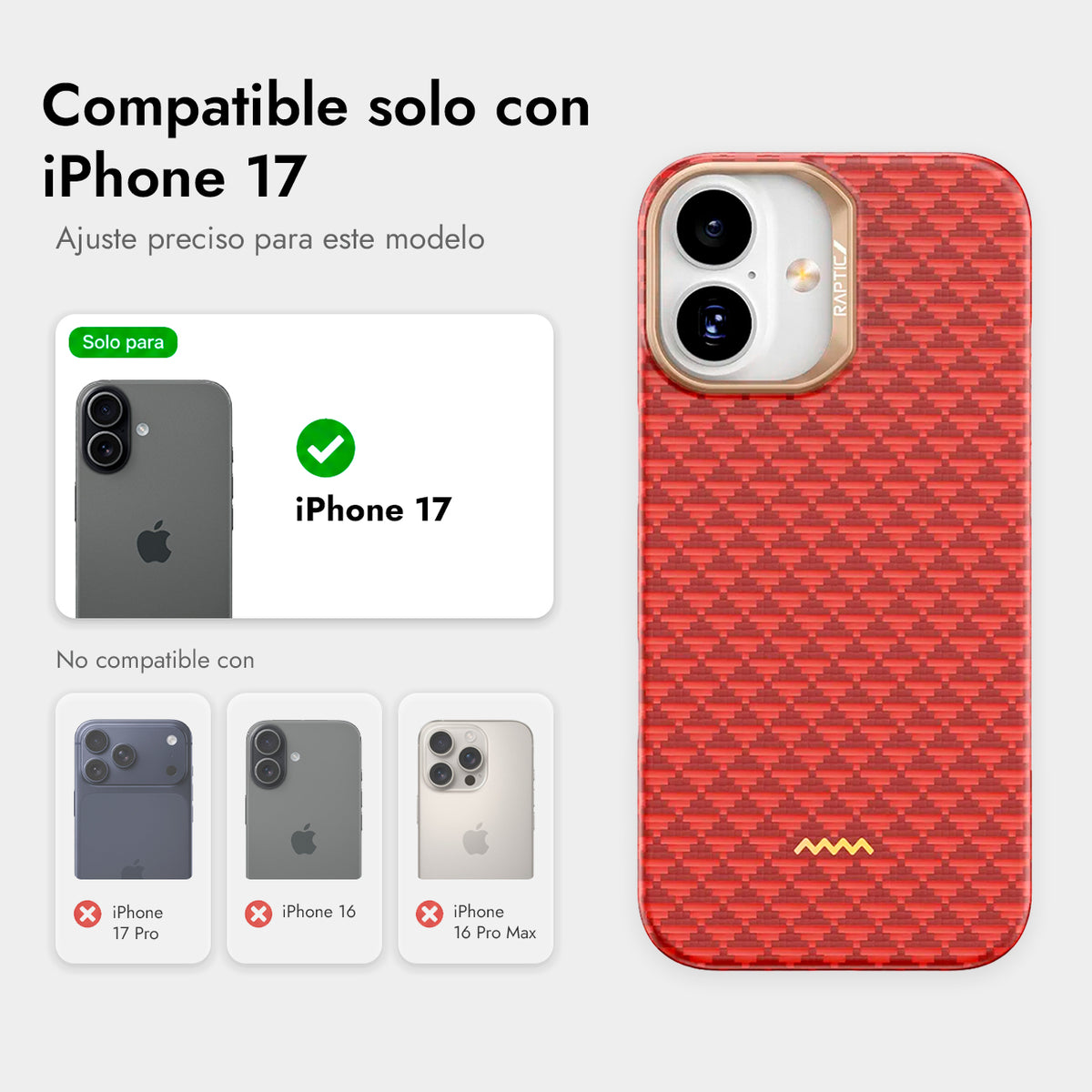 RAPTIC Funda Origen Natural de Fibra de Aramida para iPhone 17 Compatible con MagSafe, Oriental