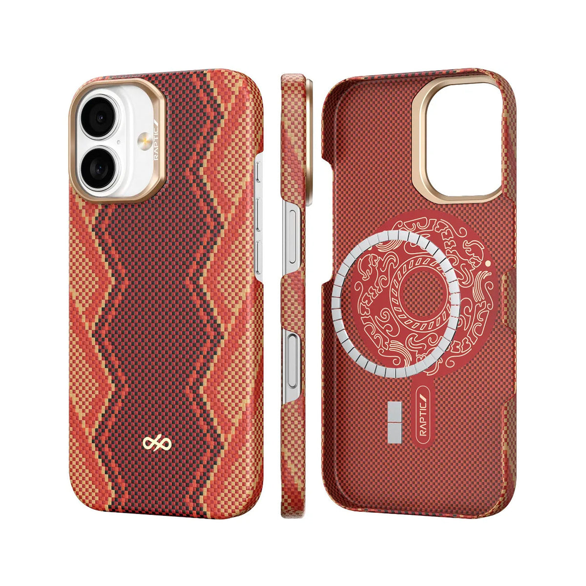 RAPTIC Funda Skin-Bionic de Fibra de Aramida para iPhone 17 Compatible con MagSafe, Snake