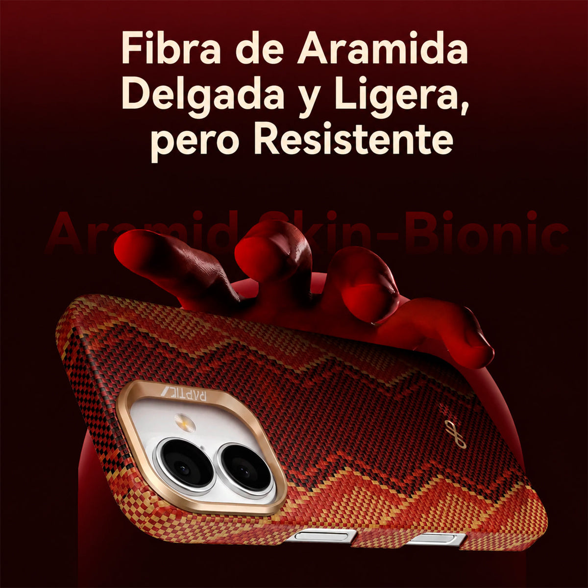 RAPTIC Funda Skin-Bionic de Fibra de Aramida para iPhone 17 Compatible con MagSafe, Snake