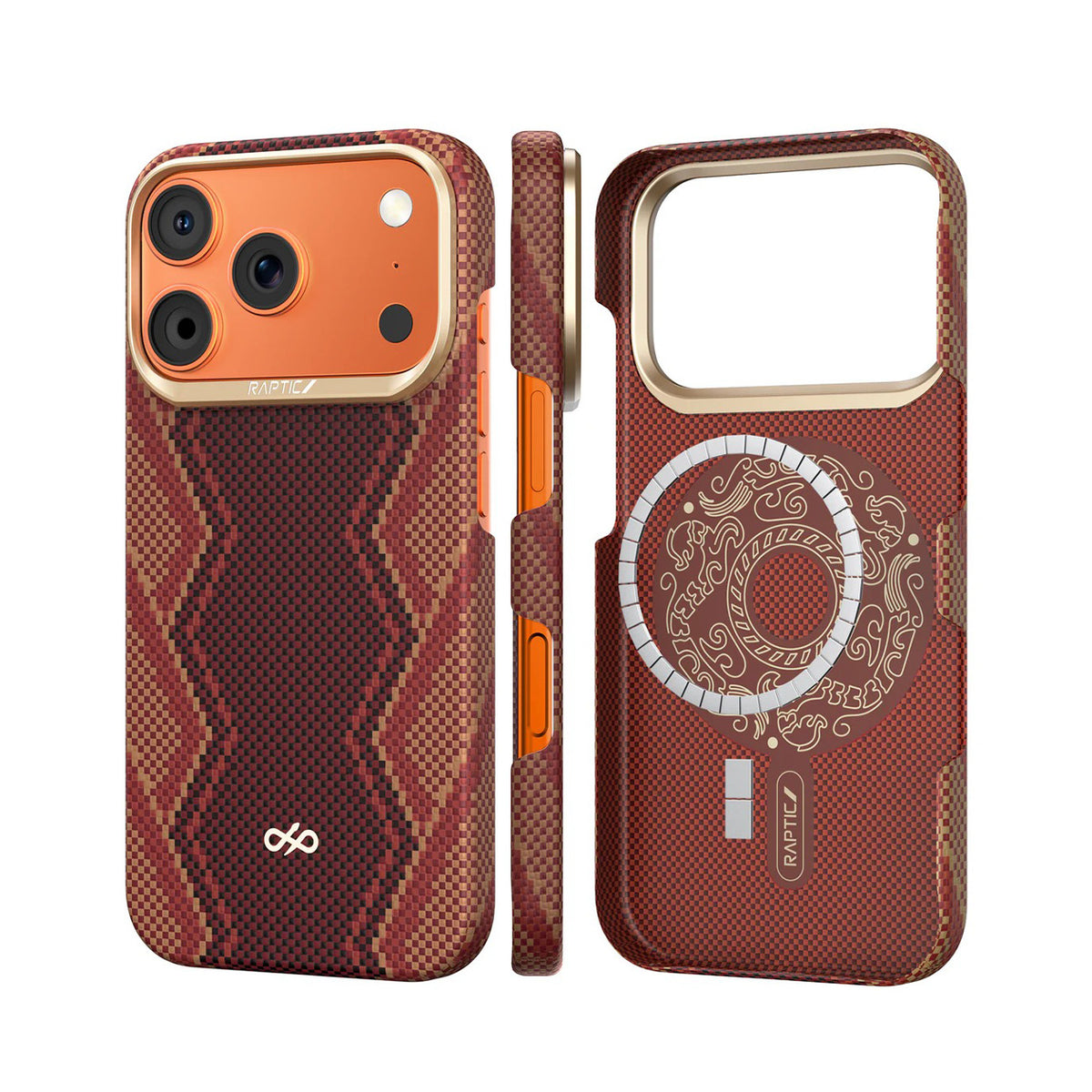 RAPTIC Funda Skin Bionic de Fibra de Aramida para iPhone 17 Pro/18 Pro Compatible con MagSafe, Snake