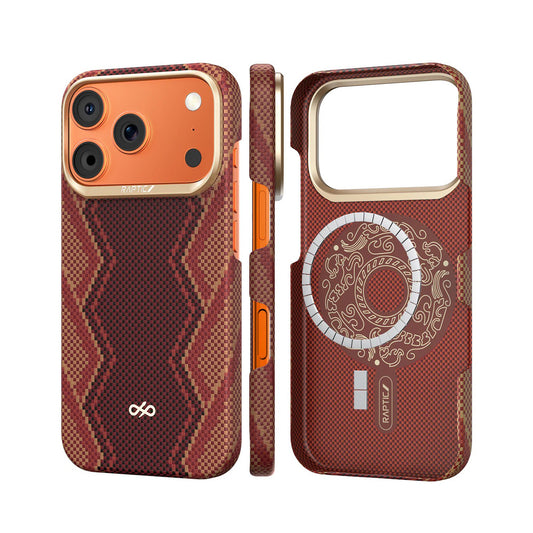 RAPTIC Funda para iPhone 17 Pro Max – Carcasa MagSafe de Fibra de Aramida Skin Bionic Snake, Protección y Ajuste Preciso