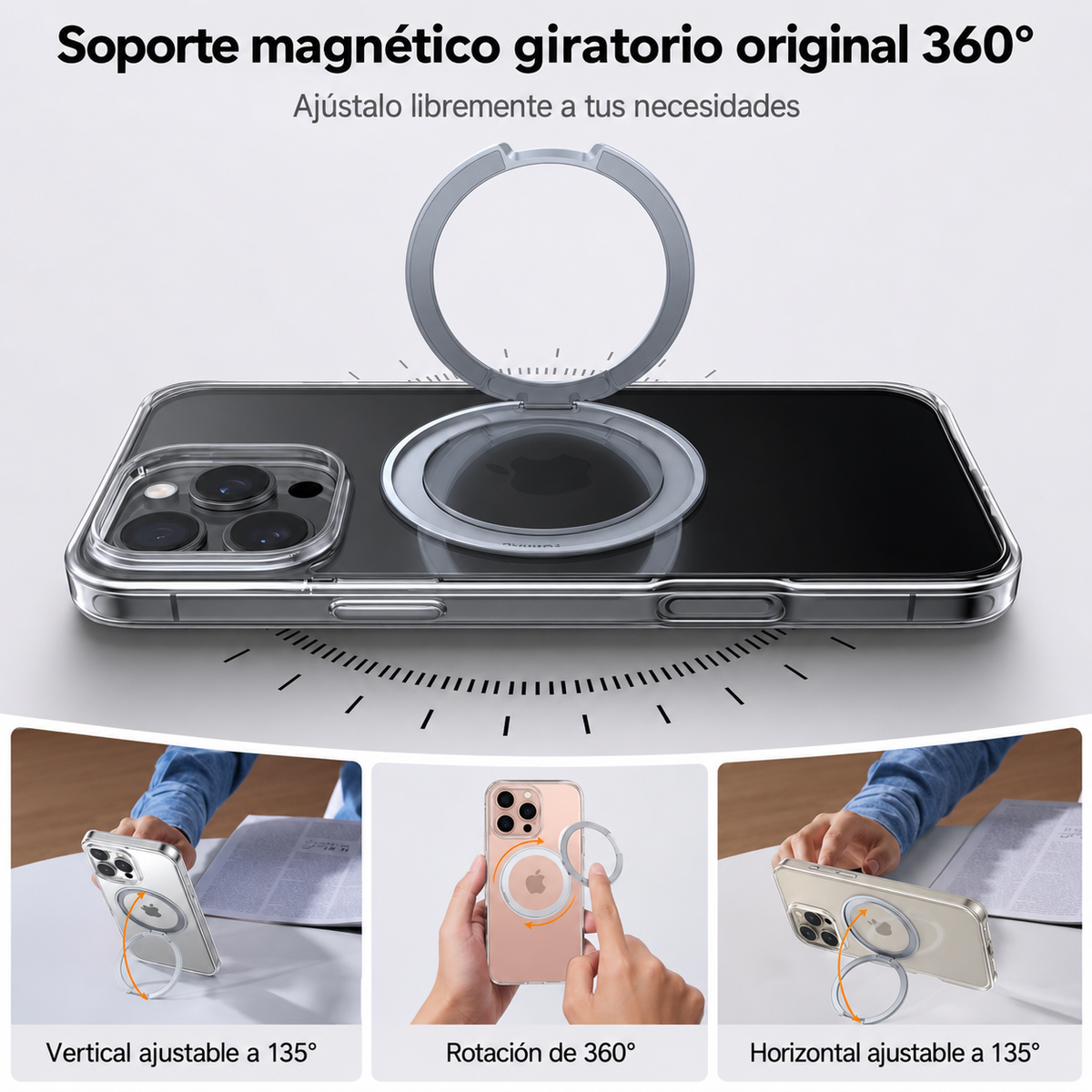 TORRAS Funda Ostand Pro Series con Soporte para iPhone 16 Pro Compatible con MagSafe, Transparente