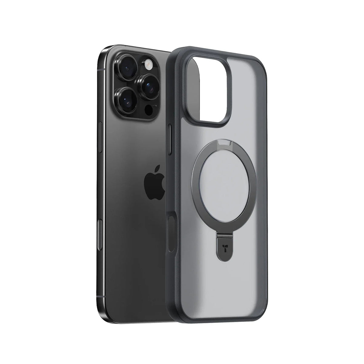 TORRAS Funda UPRO Ostand Spin Series con Soporte para iPhone 16 Pro Compatible con MagSafe, Negro