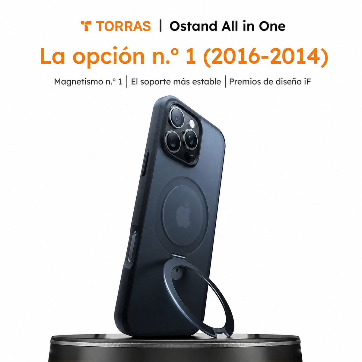 TORRAS Funda UPRO Ostand Spin Series con Soporte para iPhone 16 Pro Compatible con MagSafe, Negro