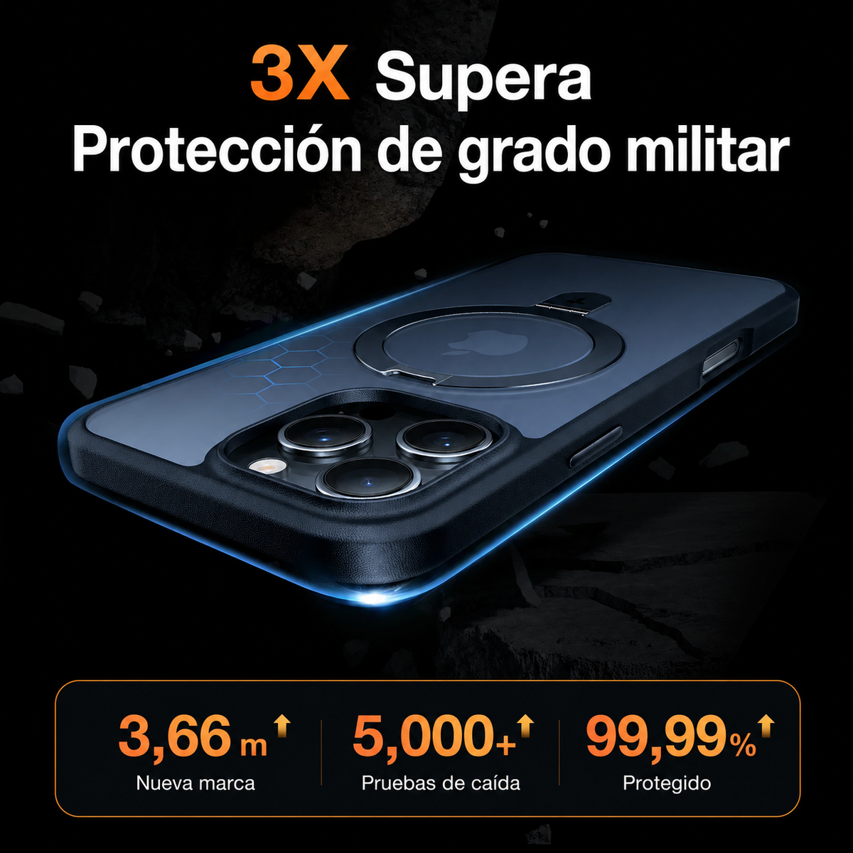 TORRAS Funda UPRO Ostand Spin Series con Soporte para iPhone 16 Pro Max Compatible con MagSafe, Negro