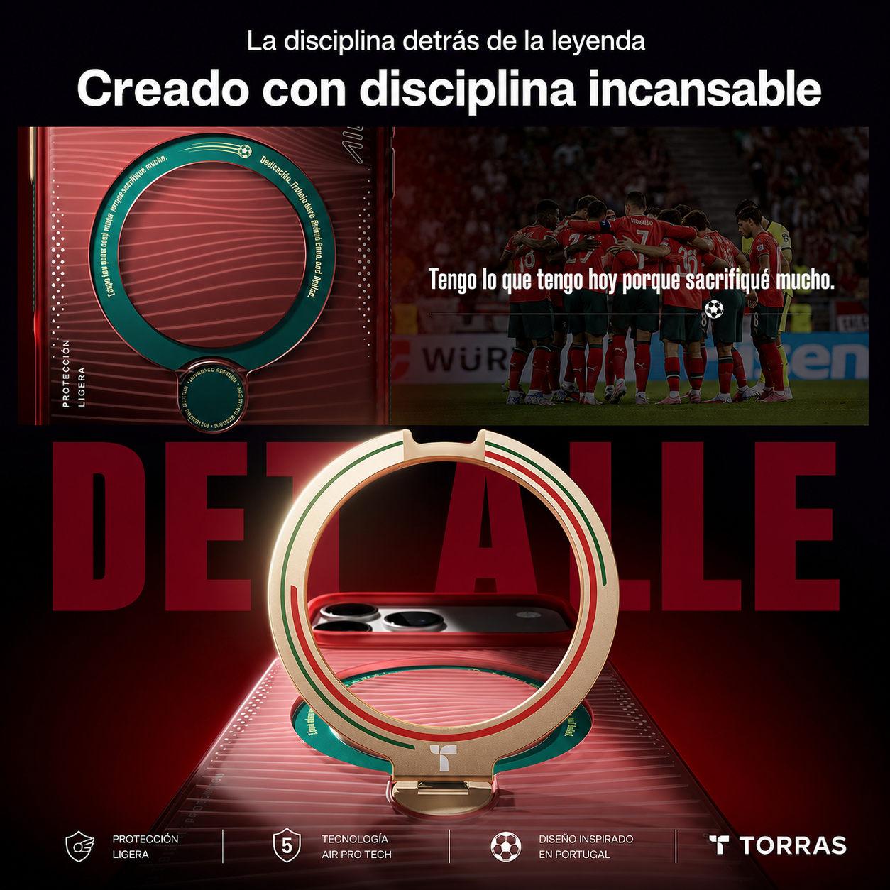 TORRAS × Portuguese Football Federation Limited Edition Funda Ostand Q3 Air Series iPhone 17 Pro Max/18 Pro Max Wave of Passion