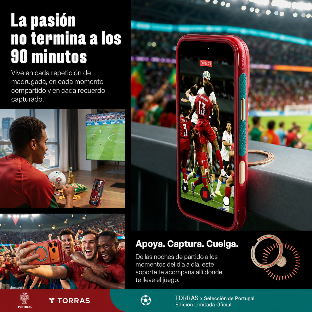 TORRAS × Portuguese Football Federation Limited Edition Funda Ostand Q3 Air Series iPhone 17 Pro Max/18 Pro Max Wave of Passion
