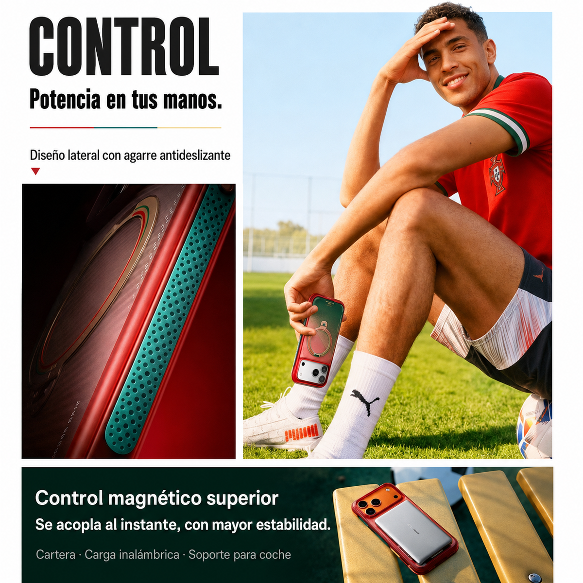 TORRAS × Portuguese Football Federation Limited Edition Funda Ostand Q3 Air Series iPhone 17 Pro/18 Pro Glory Slash