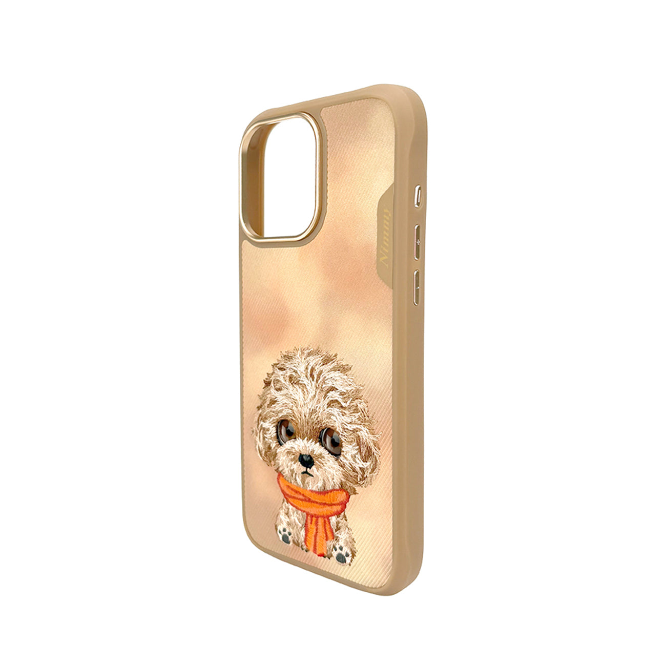 NIMMY Friends Funda New Big-Eye Cute Pets 2.0 para iPhone 16 Pro, 3D Bordada, Brown Poodle