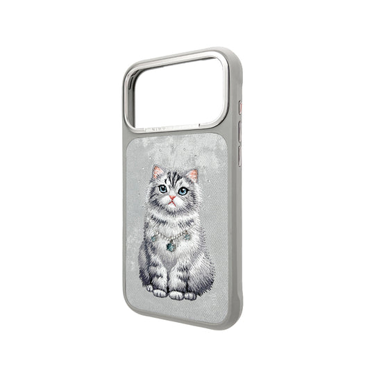 NIMMY Friends Funda Lucky Fashion Series para iPhone 17 Pro Max/18 Pro Max, 3D Bordada, Gray Chinchilla