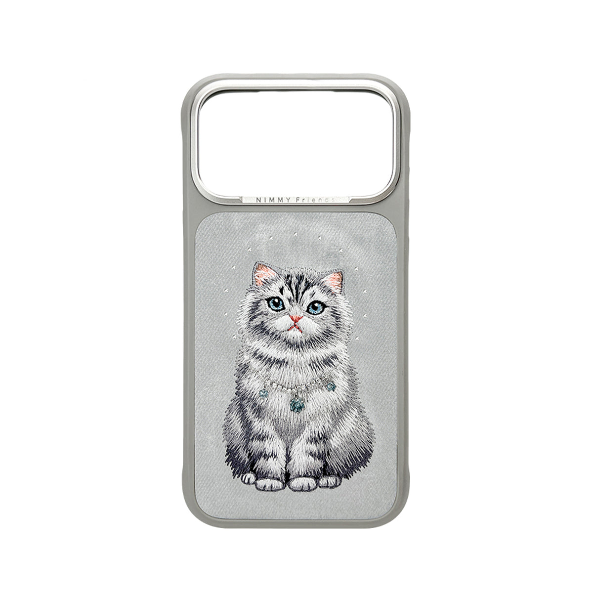 NIMMY Friends Funda Lucky Fashion Series para iPhone 17 Pro/18 Pro, 3D Bordada, Gray Chinchilla