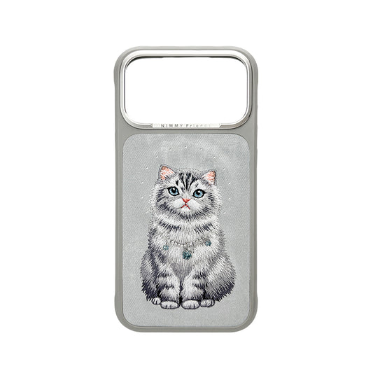 NIMMY Friends Funda Lucky Fashion Series para iPhone 17 Pro, 3D Bordada, Gray Chinchilla