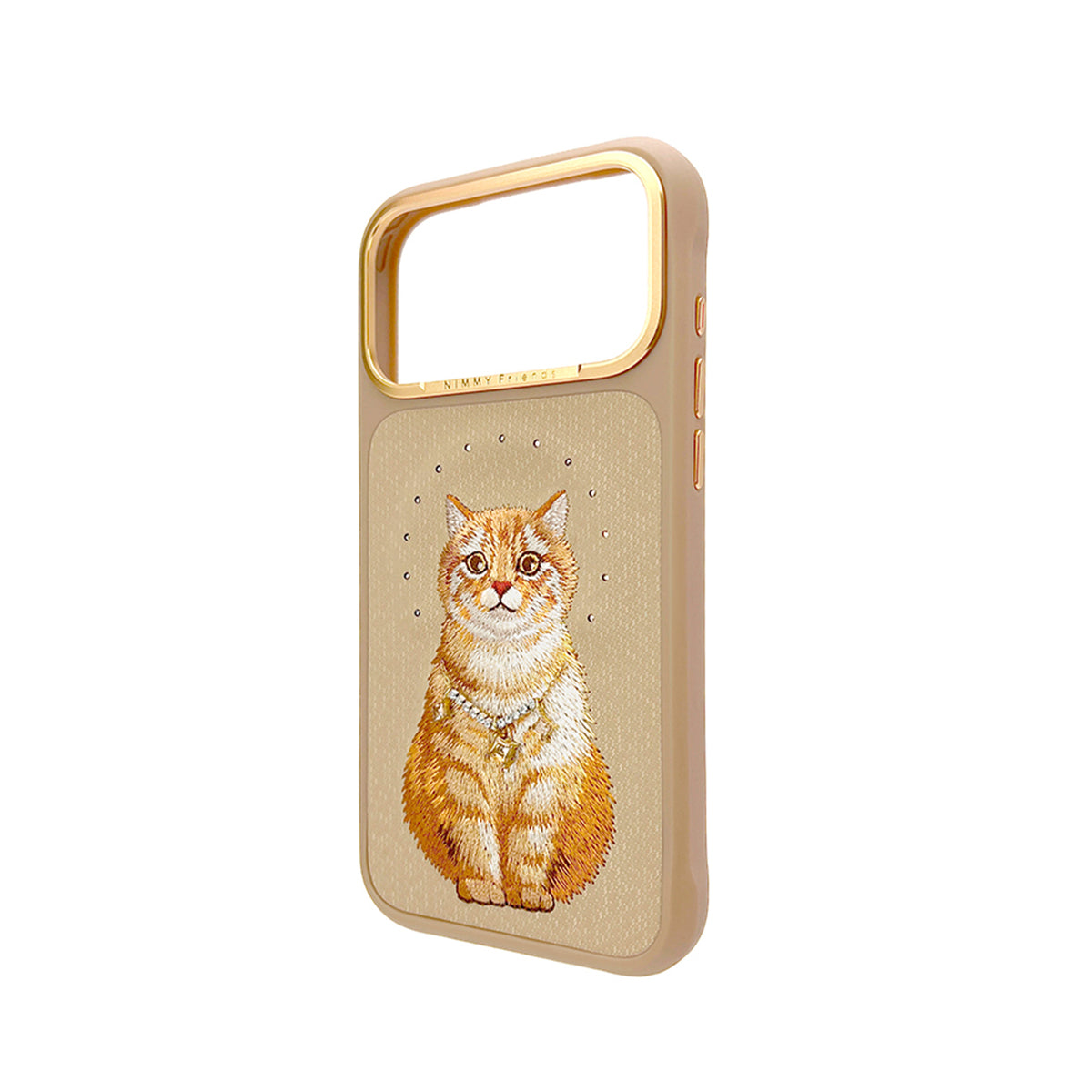 NIMMY Friends Funda Lucky Fashion Series para iPhone 17 Pro Max/18 Pro Max, 3D Bordada, Brown Orange Tabby Cat