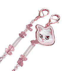 NIMMY Friends Correa de Muñeca Universal para Móvil Lucky Fashion Series, Rose Quartz White Cat