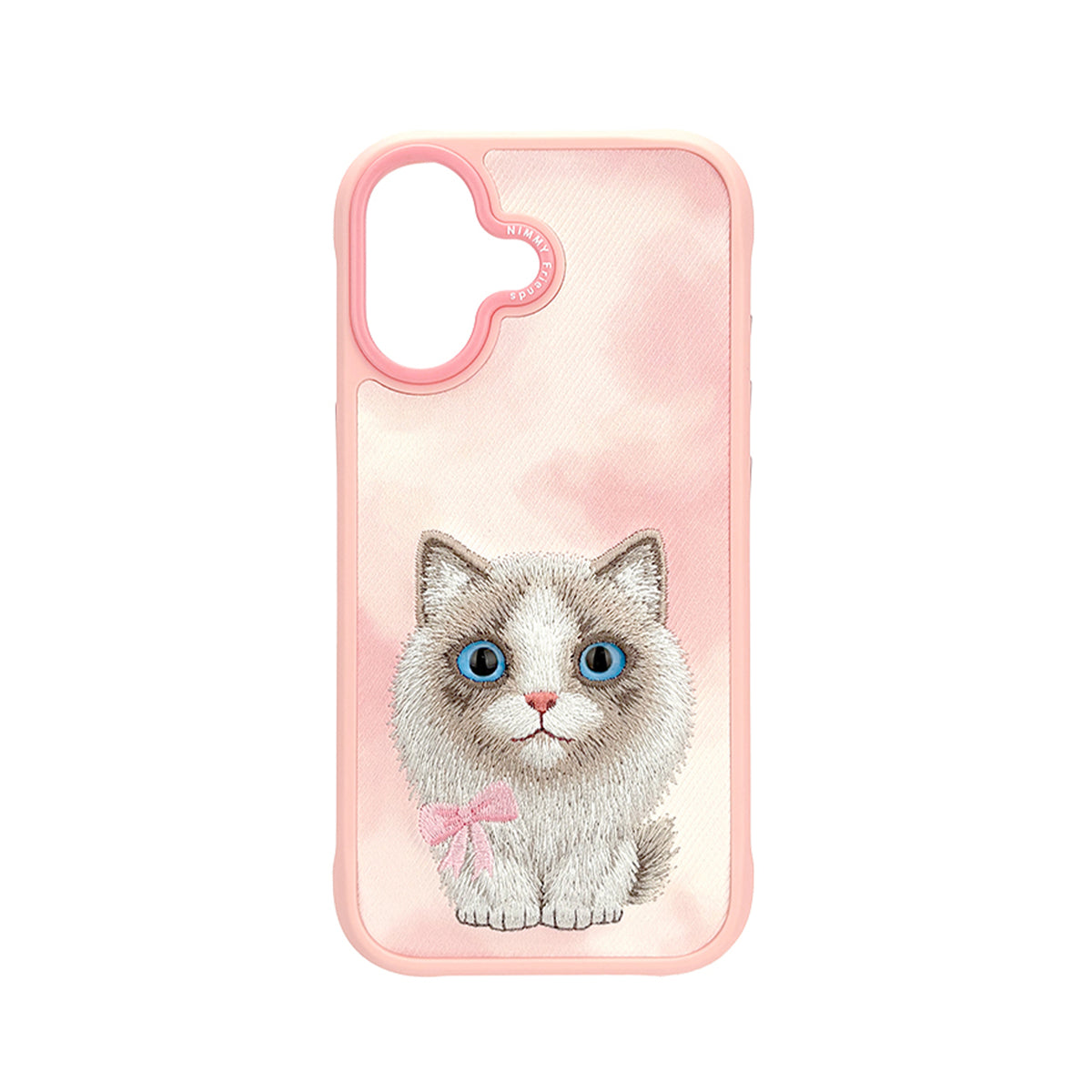 NIMMY Friends Funda New Big-Eye Cute Pets 2.0 para iPhone 17, 3D Bordada, Pink Ragdoll