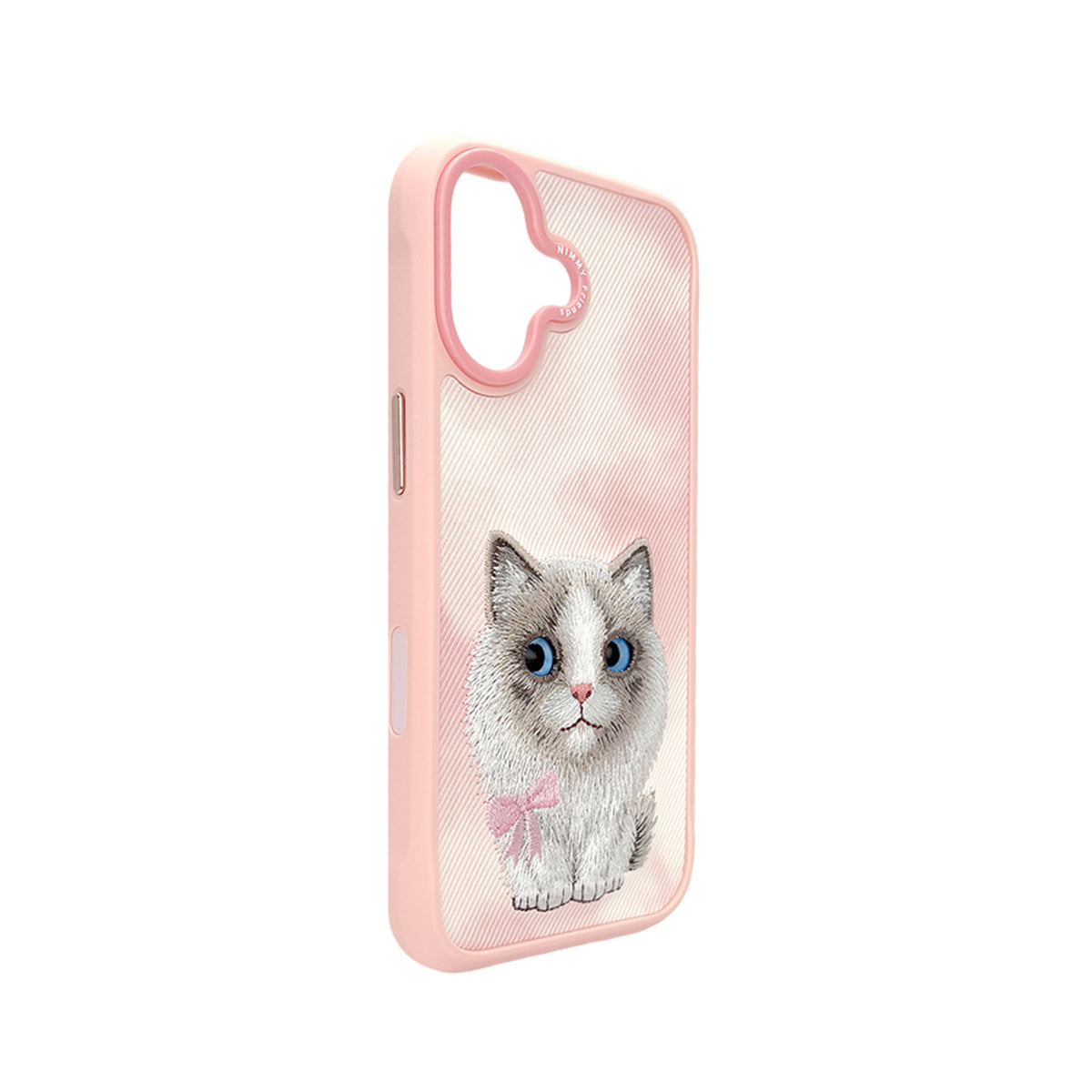 NIMMY Friends Funda New Big-Eye Cute Pets 2.0 para iPhone 17, 3D Bordada, Pink Ragdoll