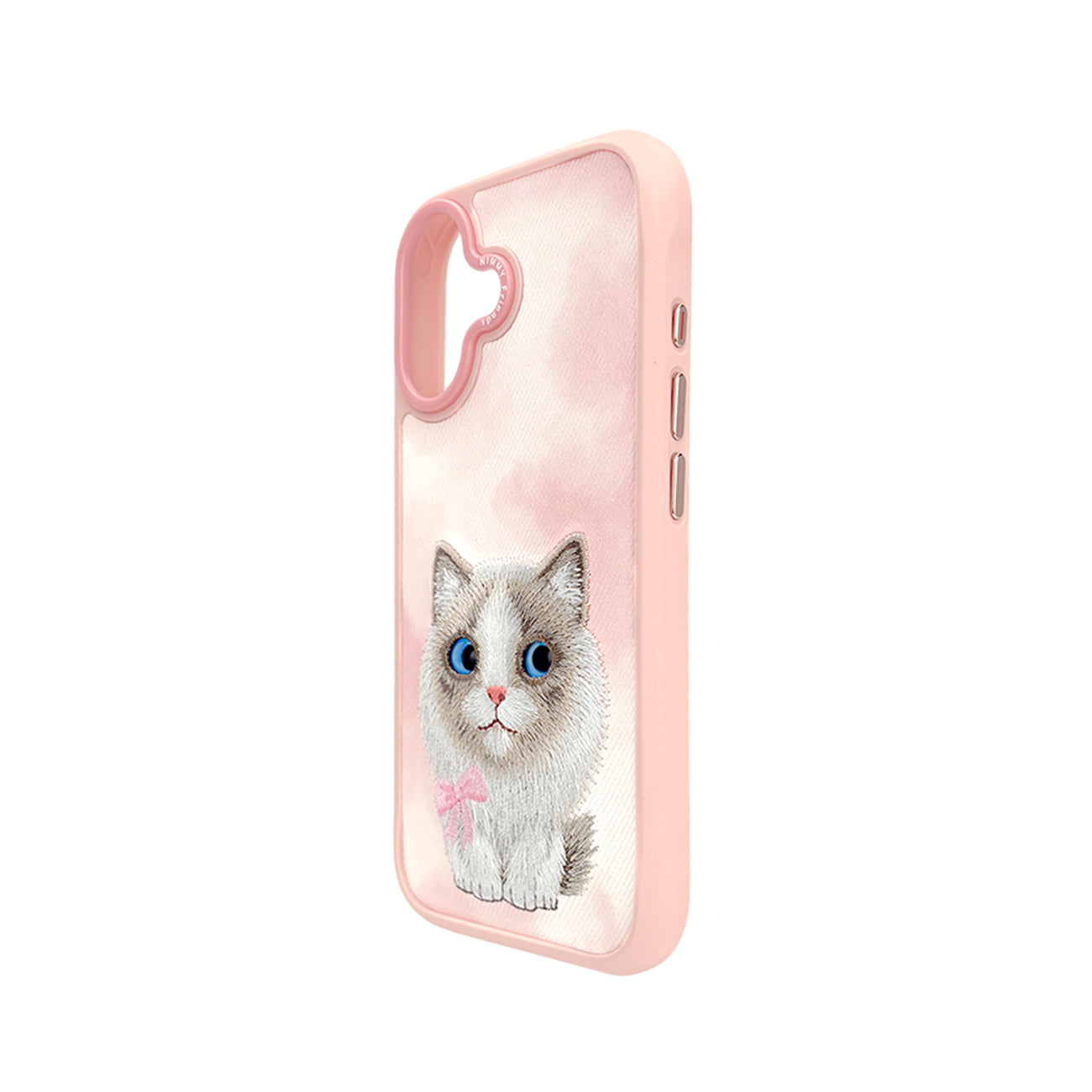 NIMMY Friends Funda New Big-Eye Cute Pets 2.0 para iPhone 17, 3D Bordada, Pink Ragdoll