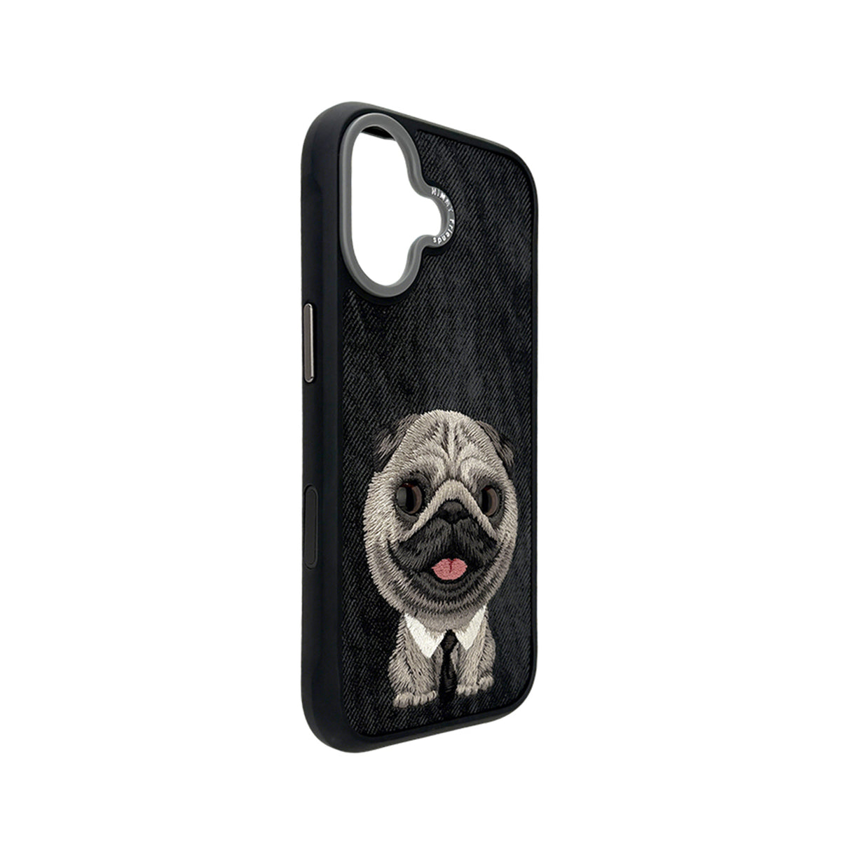 NIMMY Friends Funda New Big-Eye Cute Pets 2.0 para iPhone 17, 3D Bordada, Black Pug