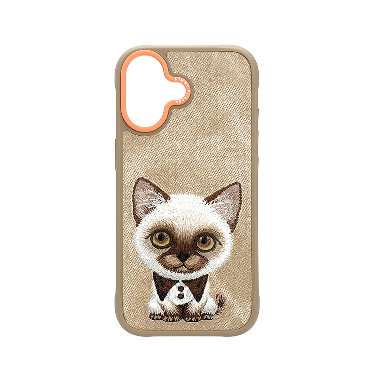 NIMMY Friends Funda New Big-Eye Cute Pets 2.0 para iPhone 17, 3D Bordada, Brown Siamese Cat