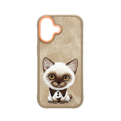 NIMMY Friends Funda New Big-Eye Cute Pets 2.0 para iPhone 17, 3D Bordada, Brown Siamese Cat