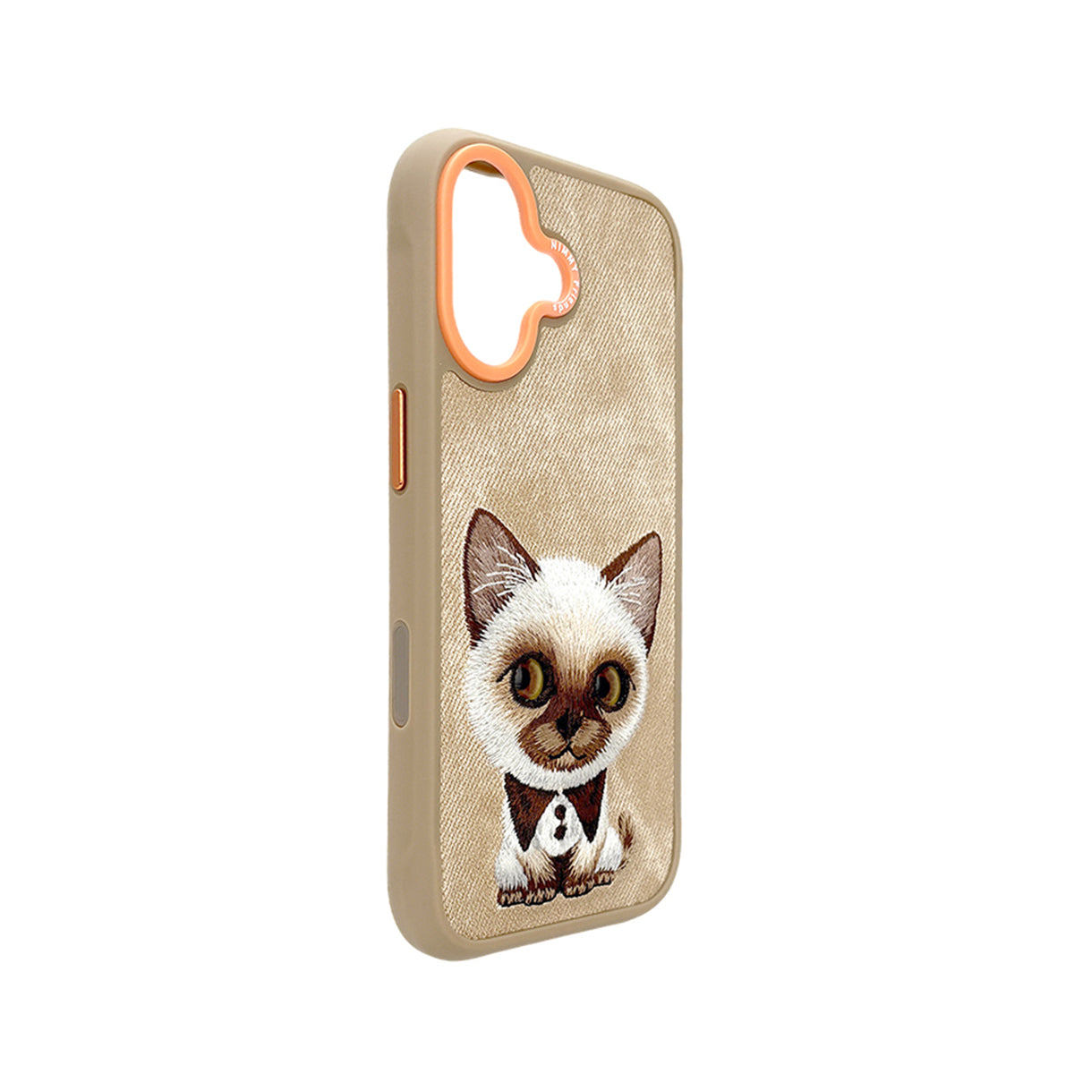NIMMY Friends Funda New Big-Eye Cute Pets 2.0 para iPhone 17, 3D Bordada, Brown Siamese Cat