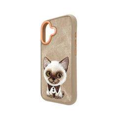 NIMMY Friends Funda New Big-Eye Cute Pets 2.0 para iPhone 17, 3D Bordada, Brown Siamese Cat