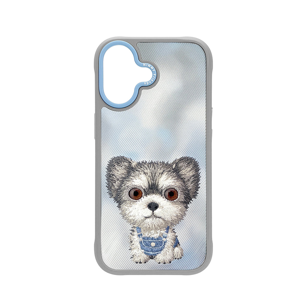 NIMMY Friends Funda New Big-Eye Cute Pets 2.0 para iPhone 17, 3D Bordada, Gray Yorkie