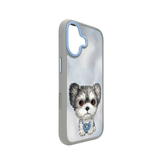 NIMMY Friends Funda Yorkshire Big Eyes 2.0 para iPhone 17, 3D Bordada, Gris