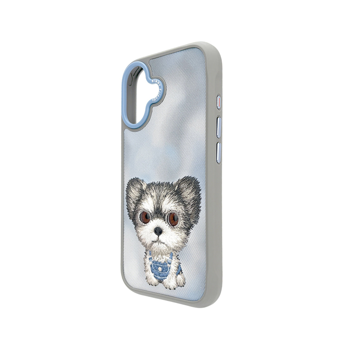 NIMMY Friends Funda New Big-Eye Cute Pets 2.0 para iPhone 17, 3D Bordada, Gray Yorkie