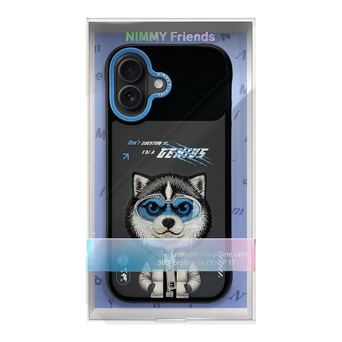 NIMMY Friends Funda Husky Cool and Cute 2.0 para iPhone 17, 3D Bordada